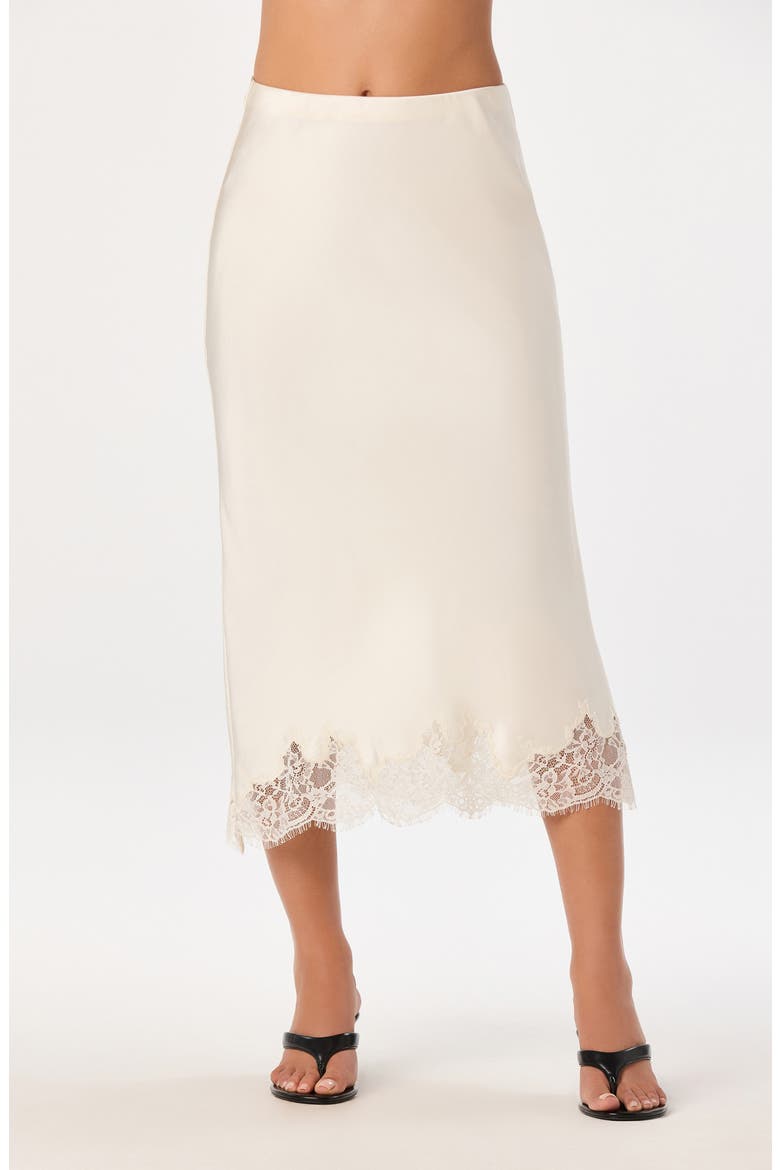 Blossom Lace Trim Midi Skirt, Alternate, color, IVORY