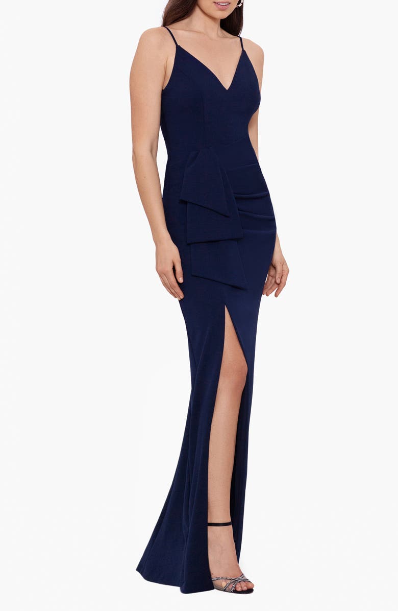 Xscape Evenings Spaghetti Strap Scuba Crepe Fit & Flare Dress, Alternate, color, 