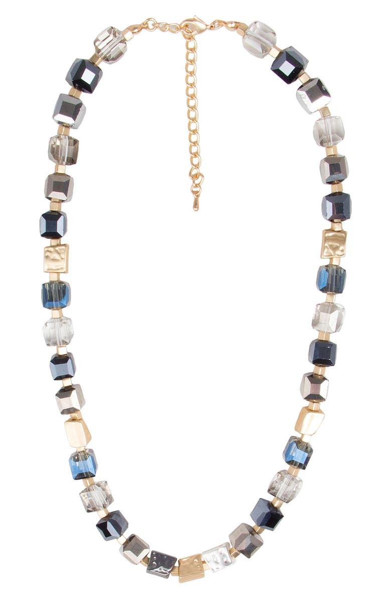 SAACHI Glass Beaded Necklace, Main, color, Navy