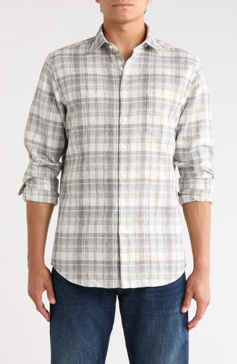 Yarn Dyed Plaid Sports Fit Cotton Button-Up Shirt