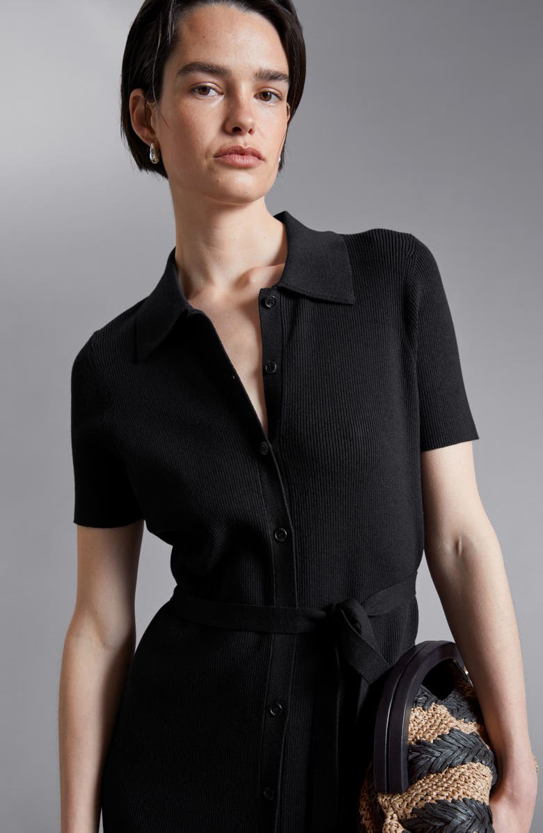 & Other Stories Lovely Tie Waist Knit Midi Dress, Alternate, color, 