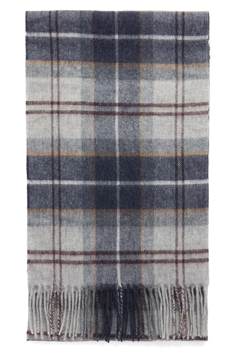 Wool & Cashmere Scarf, Main, color, GREY MIDNIGHT TARTAN