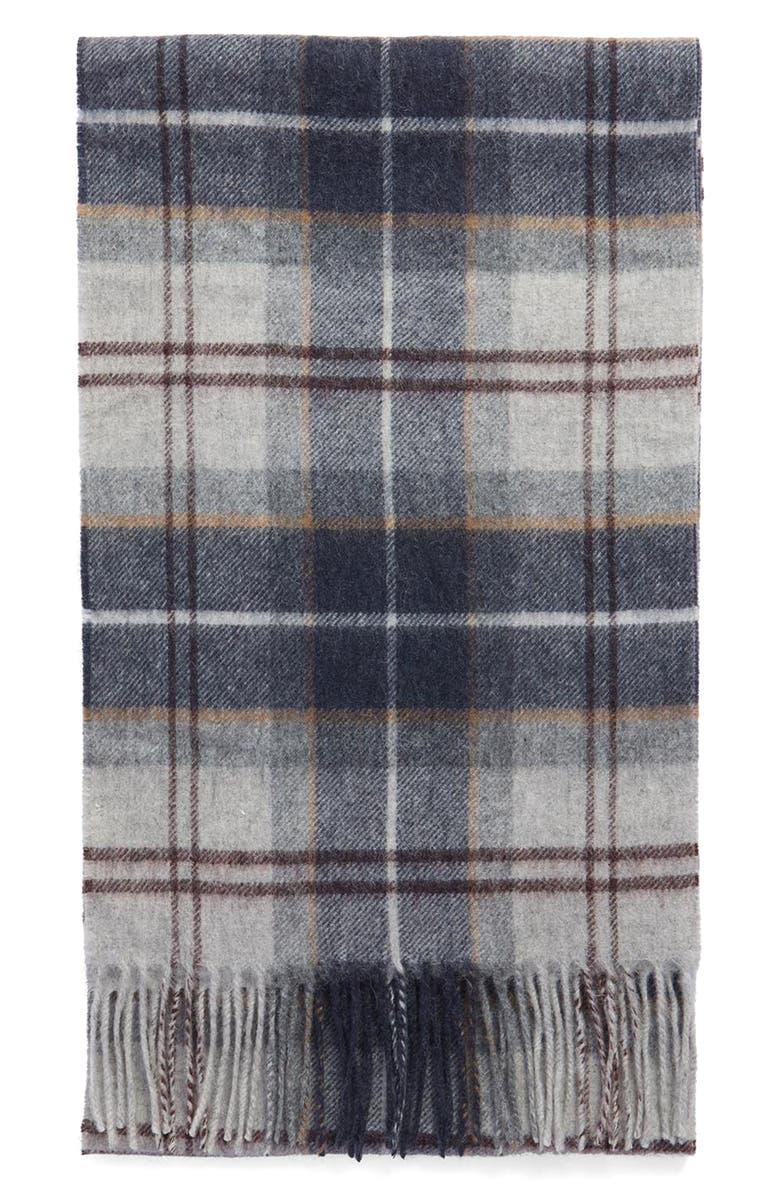 Barbour Wool & Cashmere Scarf, Main, color, Grey Midnight Tartan