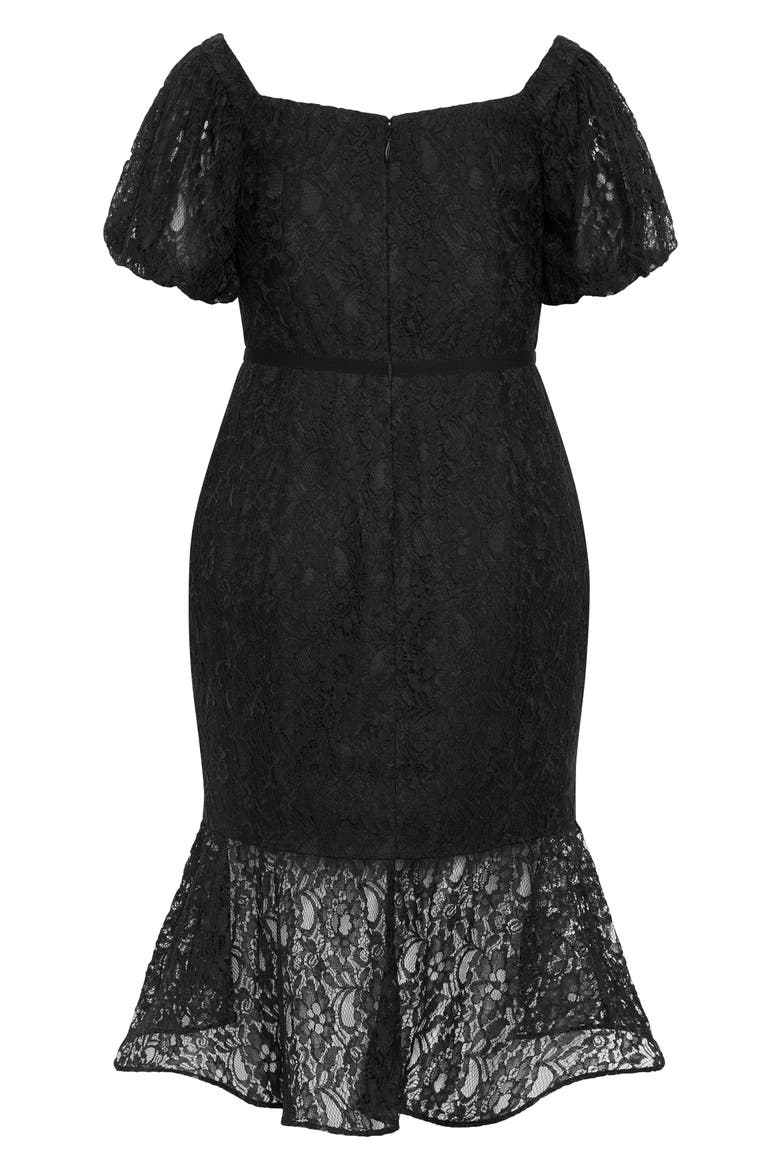 Lily Off the Shoulder Lace Dress, Alternate, color, BLACK