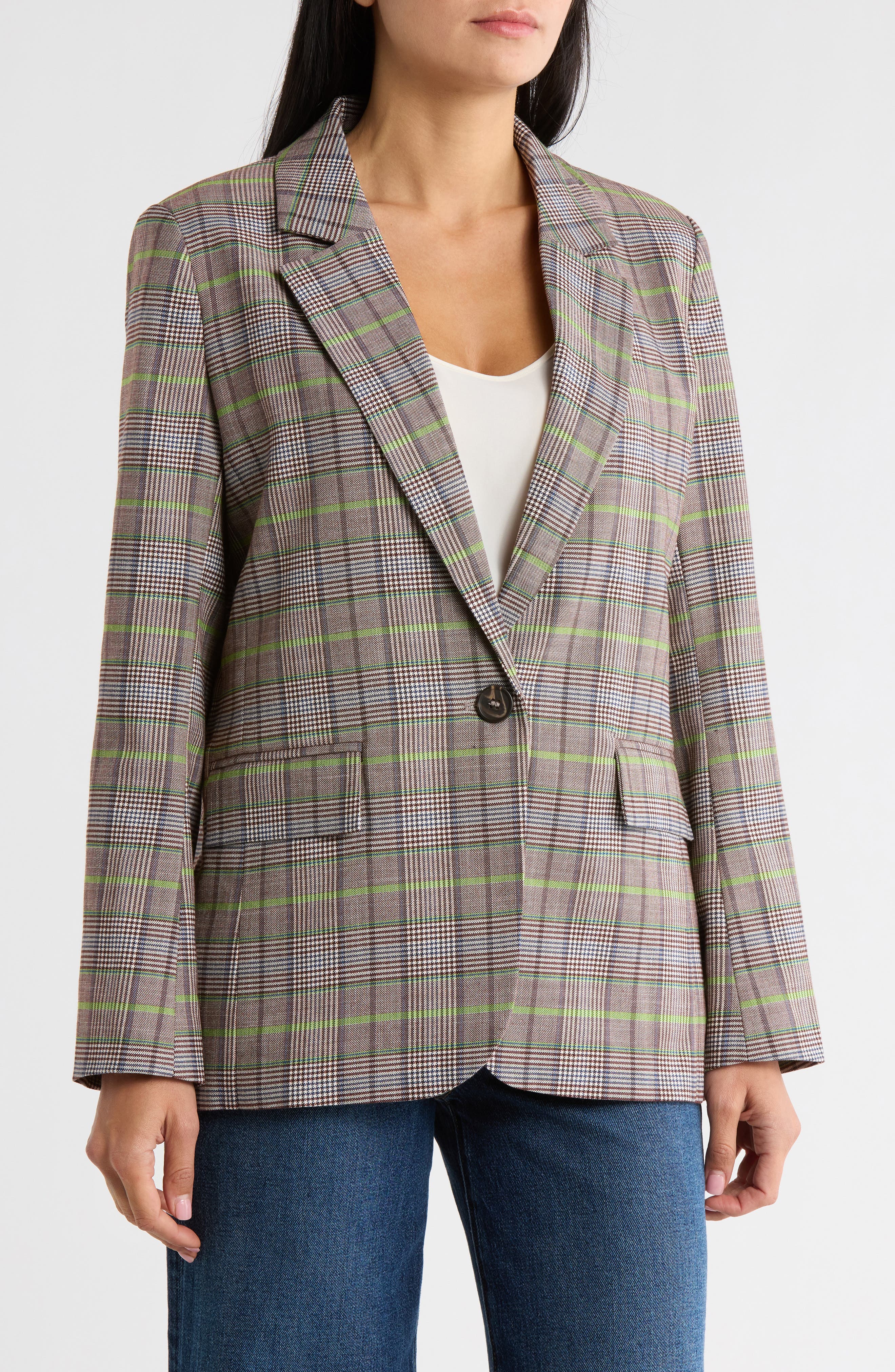 Lucy Paris Adler Plaid Tailored Blazer