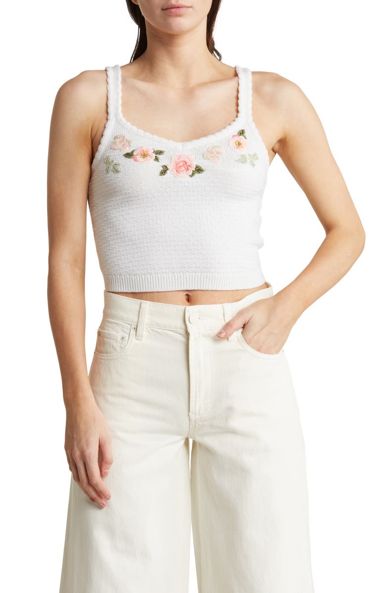 Alice + Olivia Brigida Embroidered Tank Top, Main, color, 