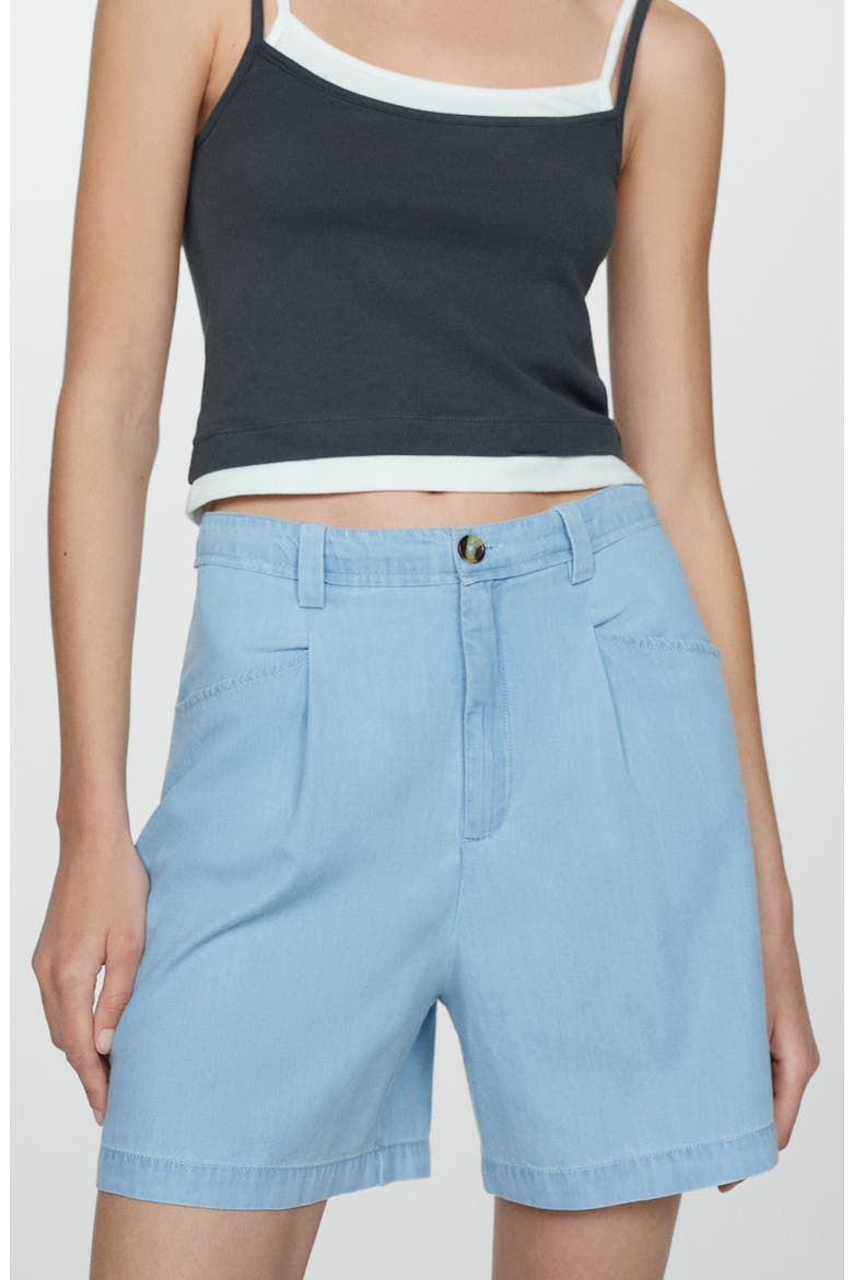 Mid Waist Chambray Shorts, Main, color, LIGHT BLUE
