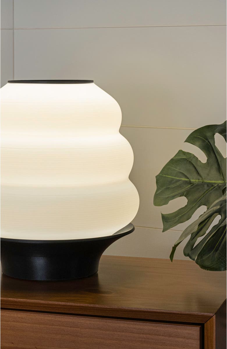 JONATHAN Y Honey Pot 12" Minimalist Classic Plant-Based PLA 3D Printed Dimmable LED Table Lamp, Alternate, color, White/Black