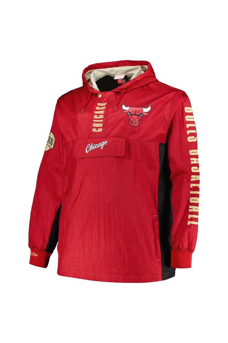 Men's Mitchell & Ness Red Chicago Bulls Big & Tall Hardwood Classics Team OG 2.0 Anorak Hoodie Quarter-Zip Windbreaker Jacket, Alternate, color, Red