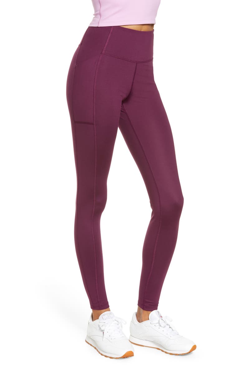 High Waist Pocket Leggings, Alternate, color, PLUM