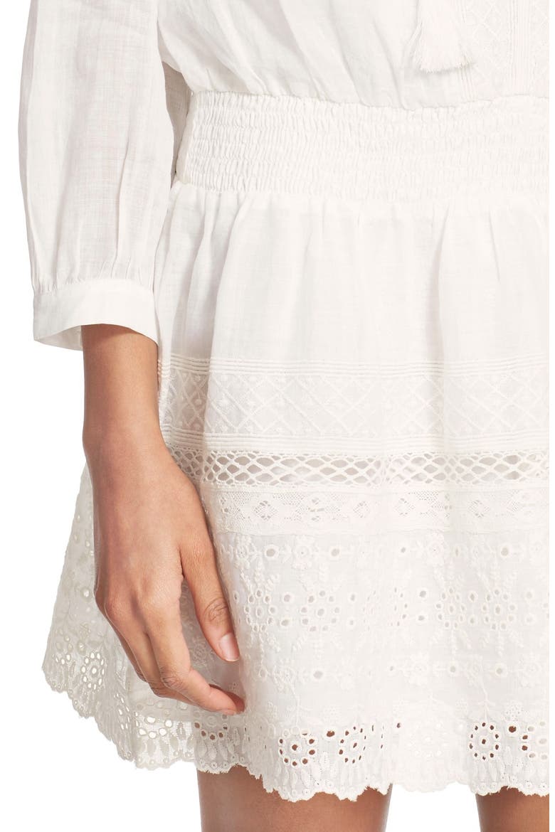 'Laton' Embroidered Eyelet Dress, Alternate, color, PORCELAIN