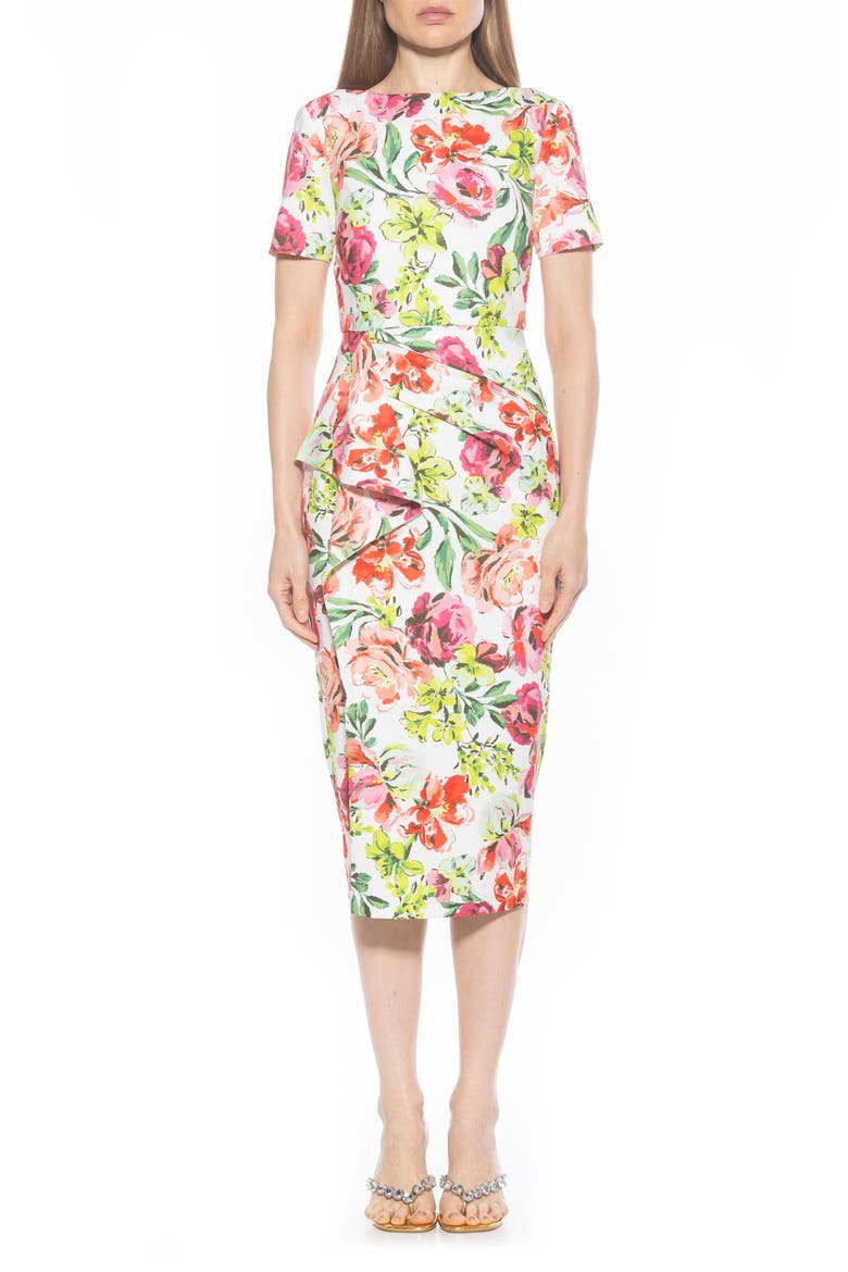 Zayd Midi Sheath Dress, Main, color, LARGE FLORAL