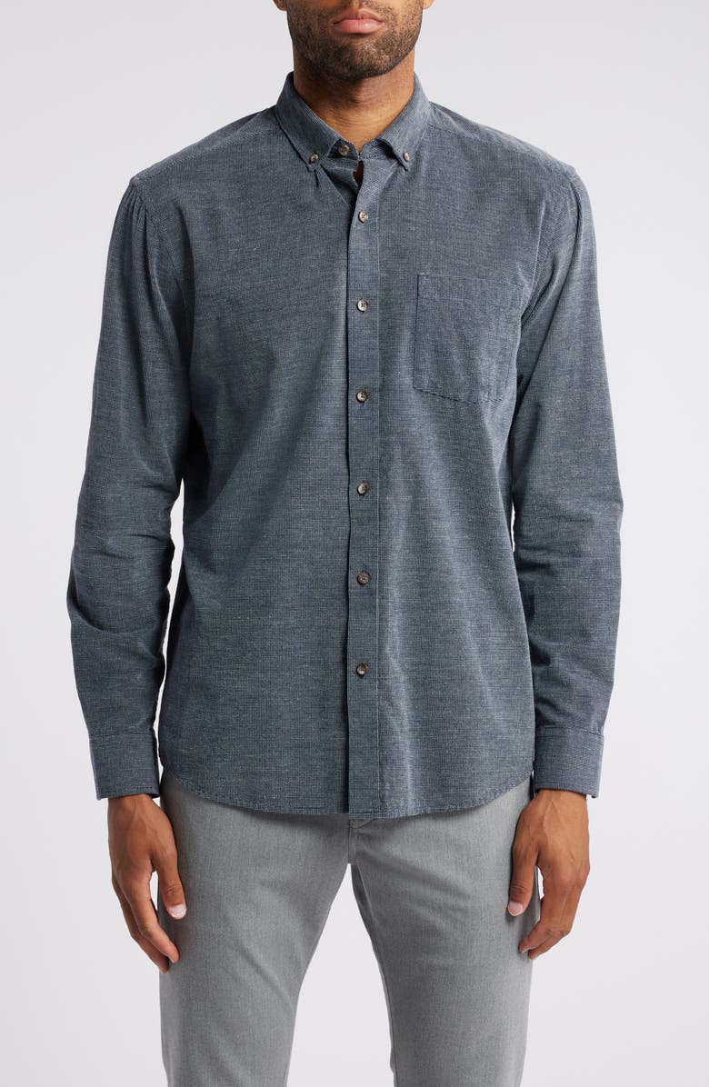 Johnston & Murphy Texture Cotton Button-Down Shirt, Main, color, 
