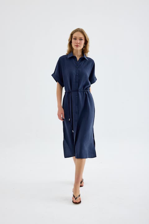 Solenne Cotton Midi Shirt Dress