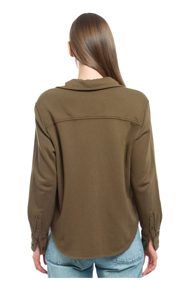 WILT Clothing Button Front Sweatshirt, Alternate, color, Dark Olive