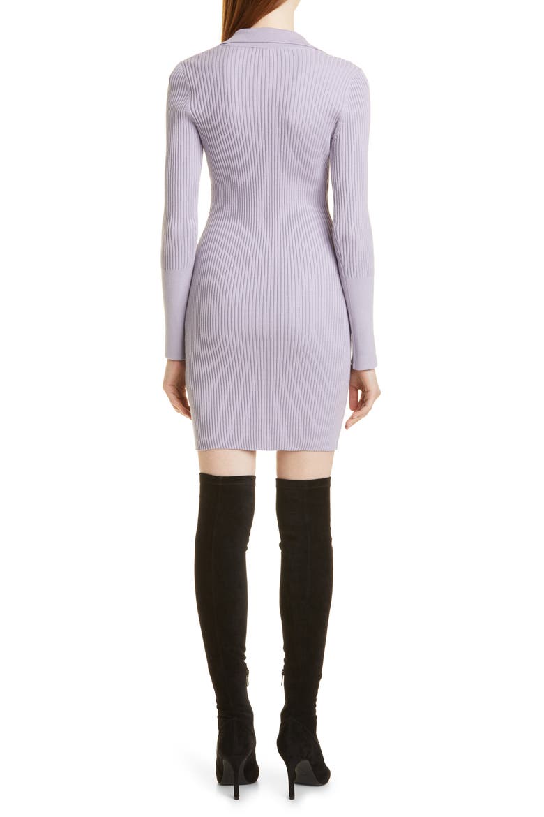 Mix Rib Henley Long Sleeve Cotton & Wool Blend Sweater Dress, Alternate, color, LAVENDER
