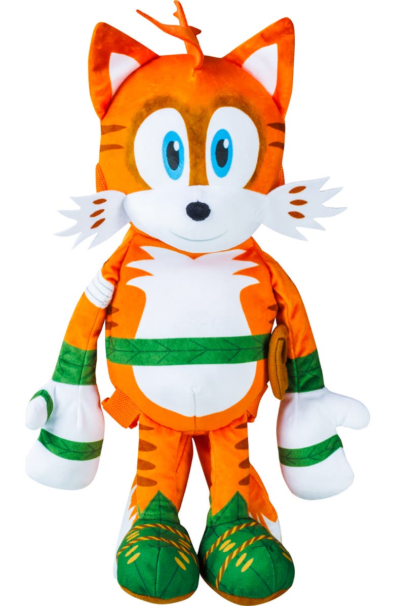 Sonic Prime 15 Inch Plush Kids Backpack Mangey Tails, Main, color, Multicolored