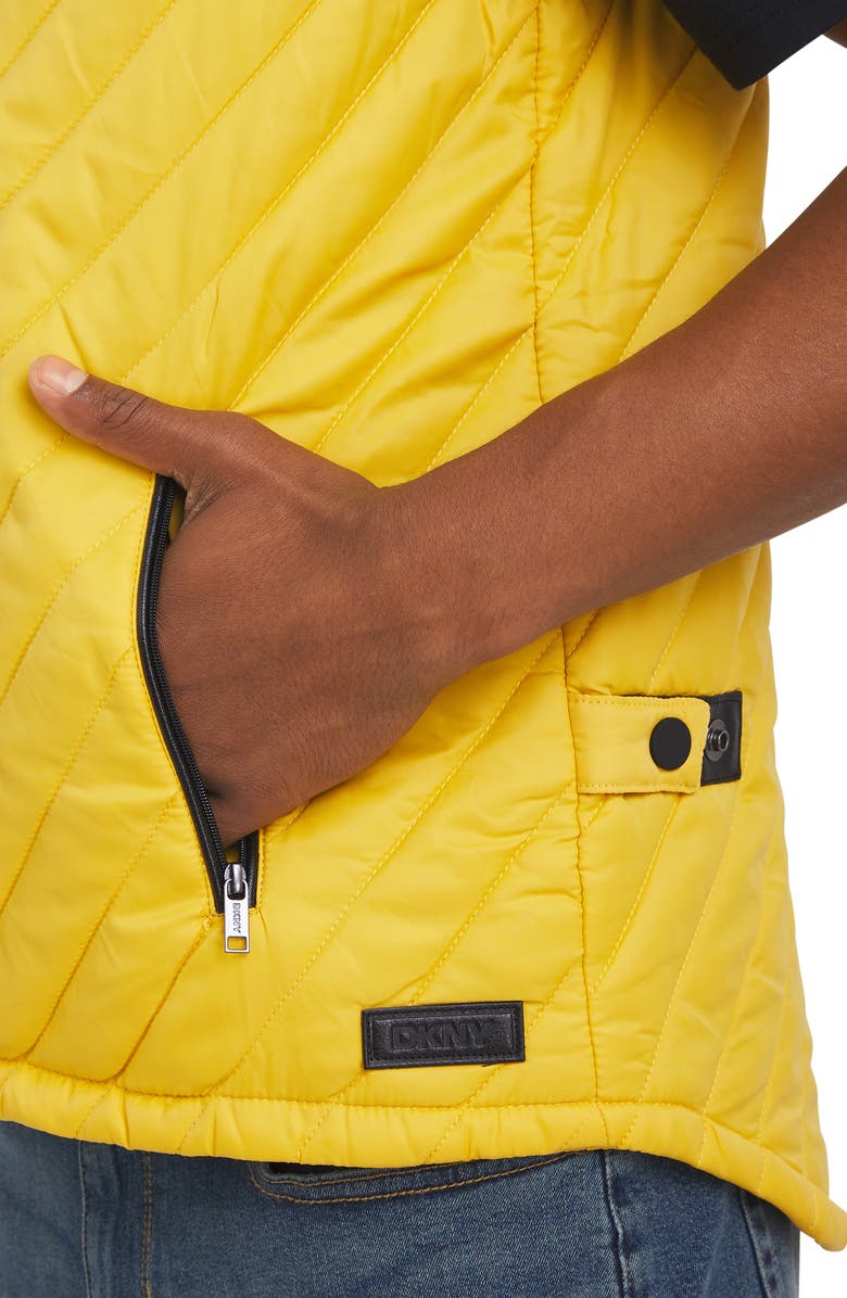 DKNY Virgil Channel Quilted Vest, Alternate, color, Amber