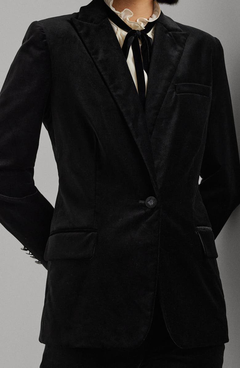 Lauren Ralph Lauren Stretch Velour Blazer, Alternate, color,