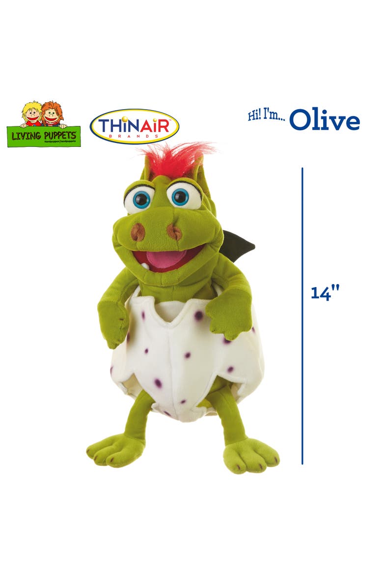 Olive The Baby Dinosaur 14 Inch Plush Hand Puppet, Alternate, color, Multicolored