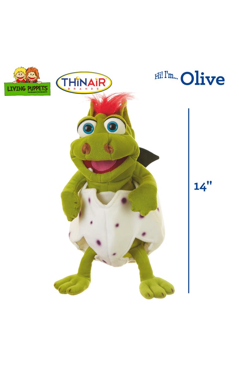 Living Puppets Olive The Baby Dinosaur 14 Inch Plush Hand Puppet, Alternate, color, Multicolored