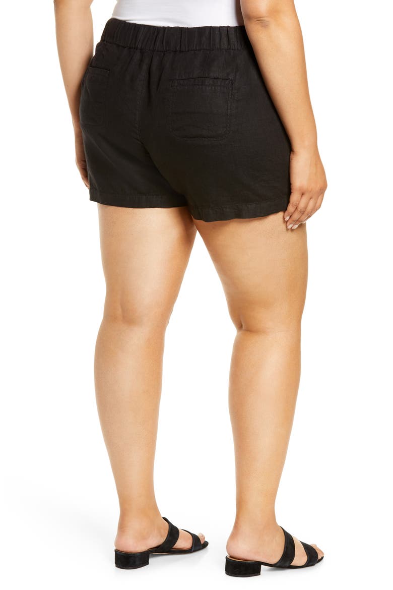 Linen Shorts, Alternate, color, BLACK