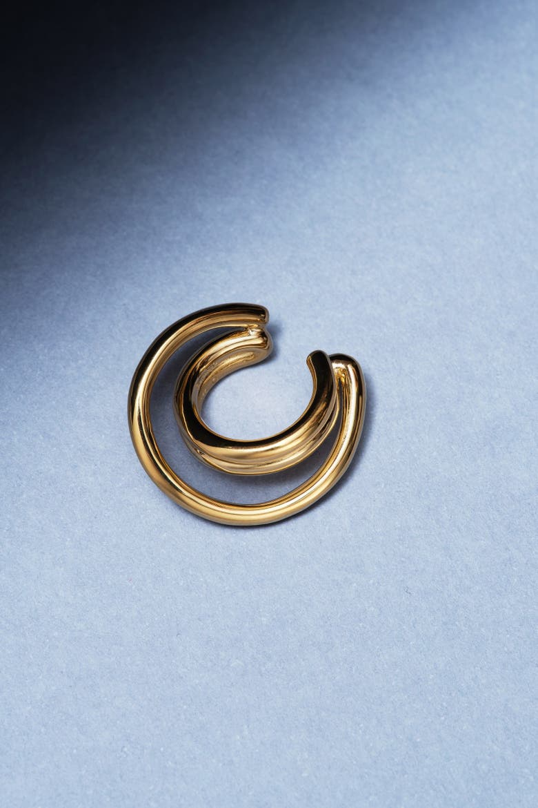 14kt Gold Vermeil Loom Ear Cuff, Alternate, color, Yellow Toned Gold