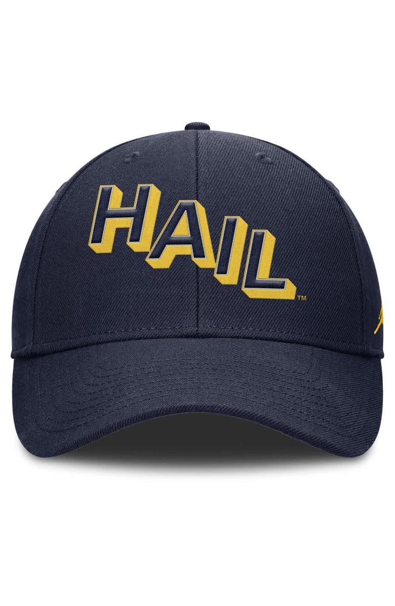 Jordan Brand Men's Jordan Brand Navy Michigan Wolverines Slanted Primetime Rise Performance Adjustable Hat, Alternate, color, Navy