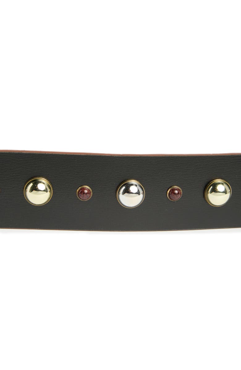 Kurt Geiger London Studded Leather Belt, Alternate, color, Black/ Ant. Brass