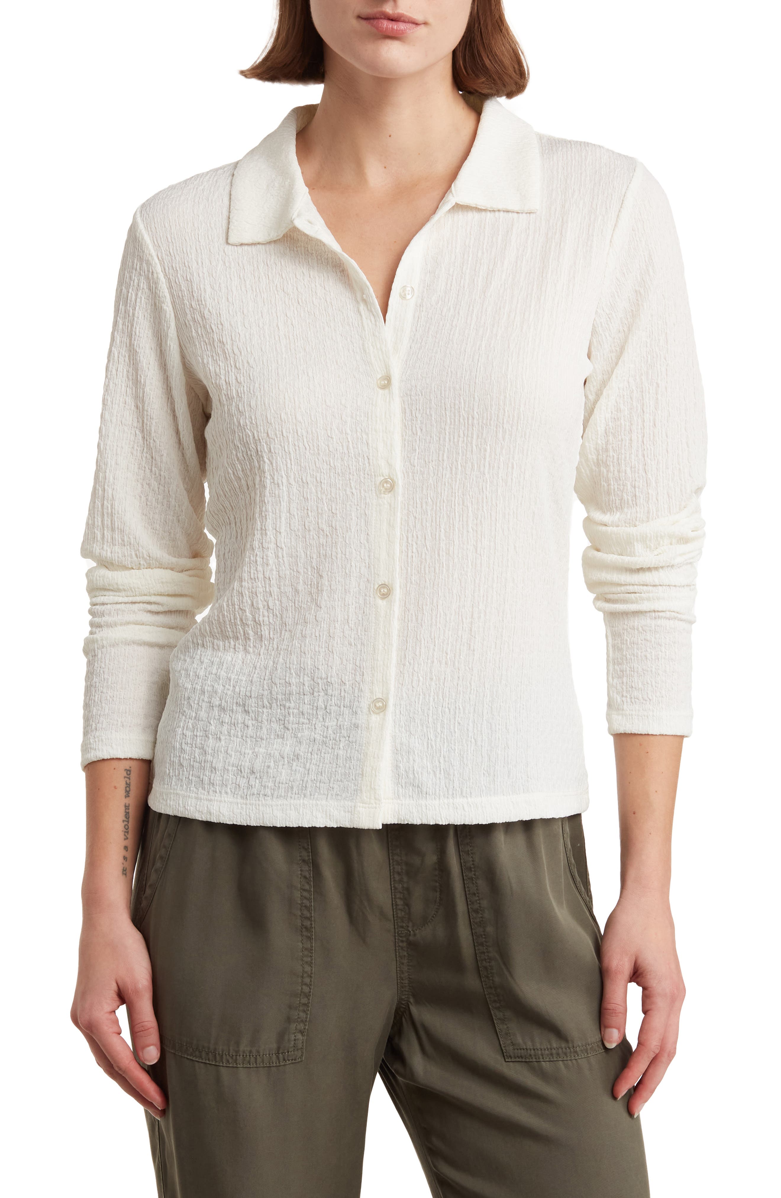 Sanctuary Easy Go Textured Button-Up Shirt (Women) | Nordstromrack
