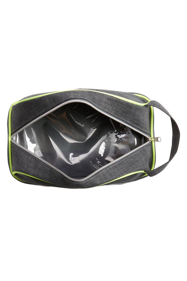 Dopp Kit Bag & Jewelry Organizer, Alternate, color, GREY- NEON YELLOW