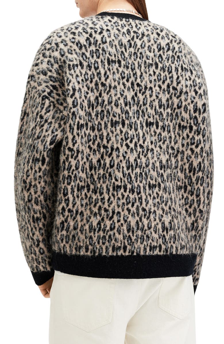 AllSaints Neko Leopard Jacquard Cardigan, Alternate, color,