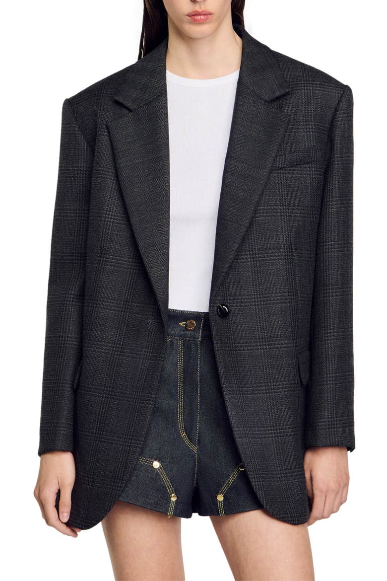 Checked suit jacket, Main, color, Dark grey