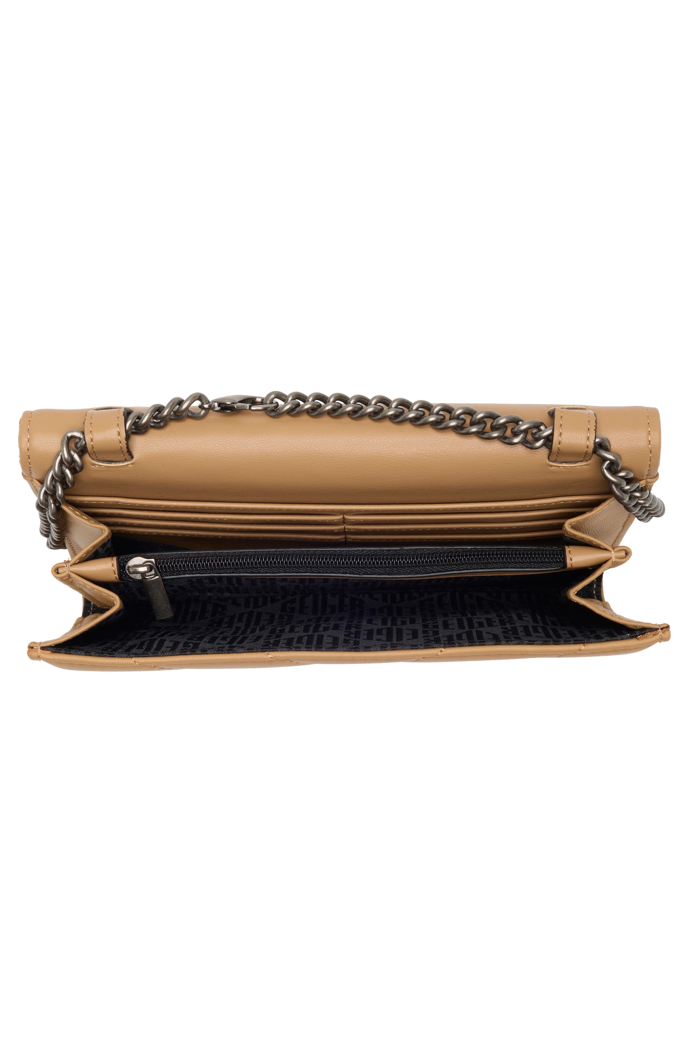 Kensington Quilted Leather Wallet on a Chain, Alternate, color, CAMEL