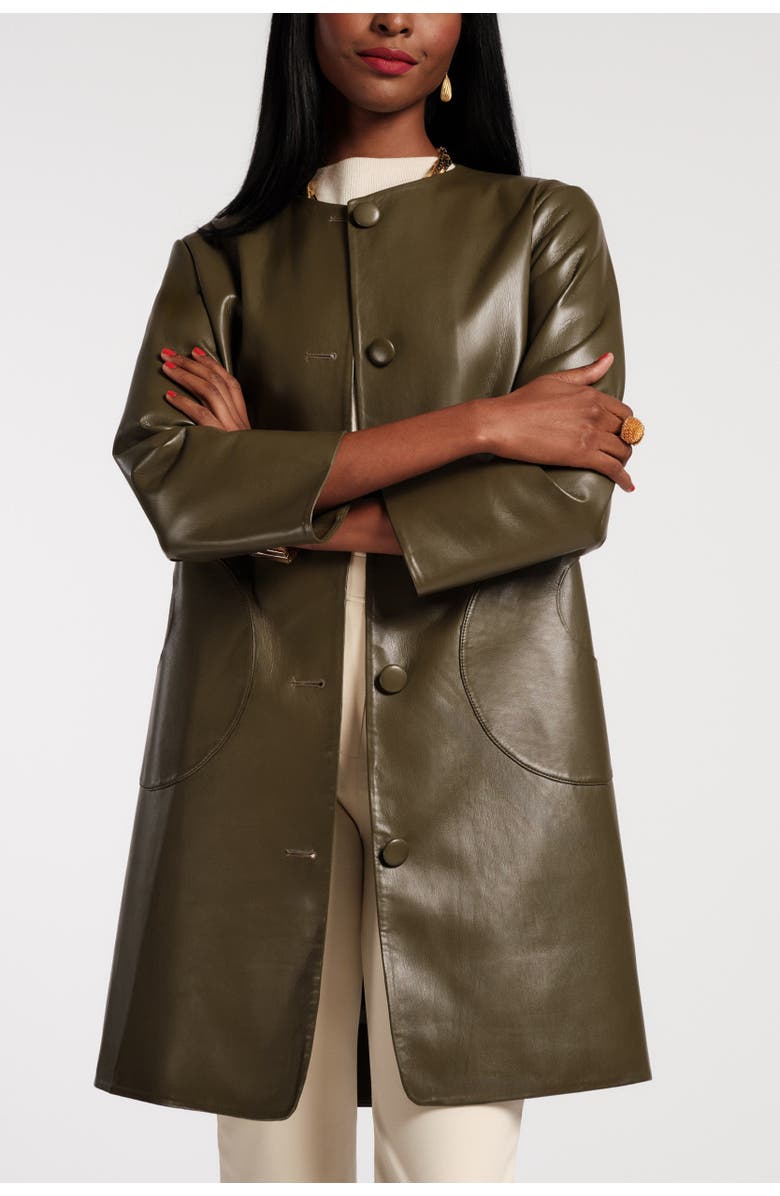 Frances Valentine Mod Jacket Faux Leather, Alternate, color, Olive