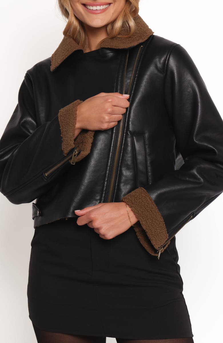 Petal & Pup Folk Faux Leather Jacket, Alternate, color, Black/ Brown