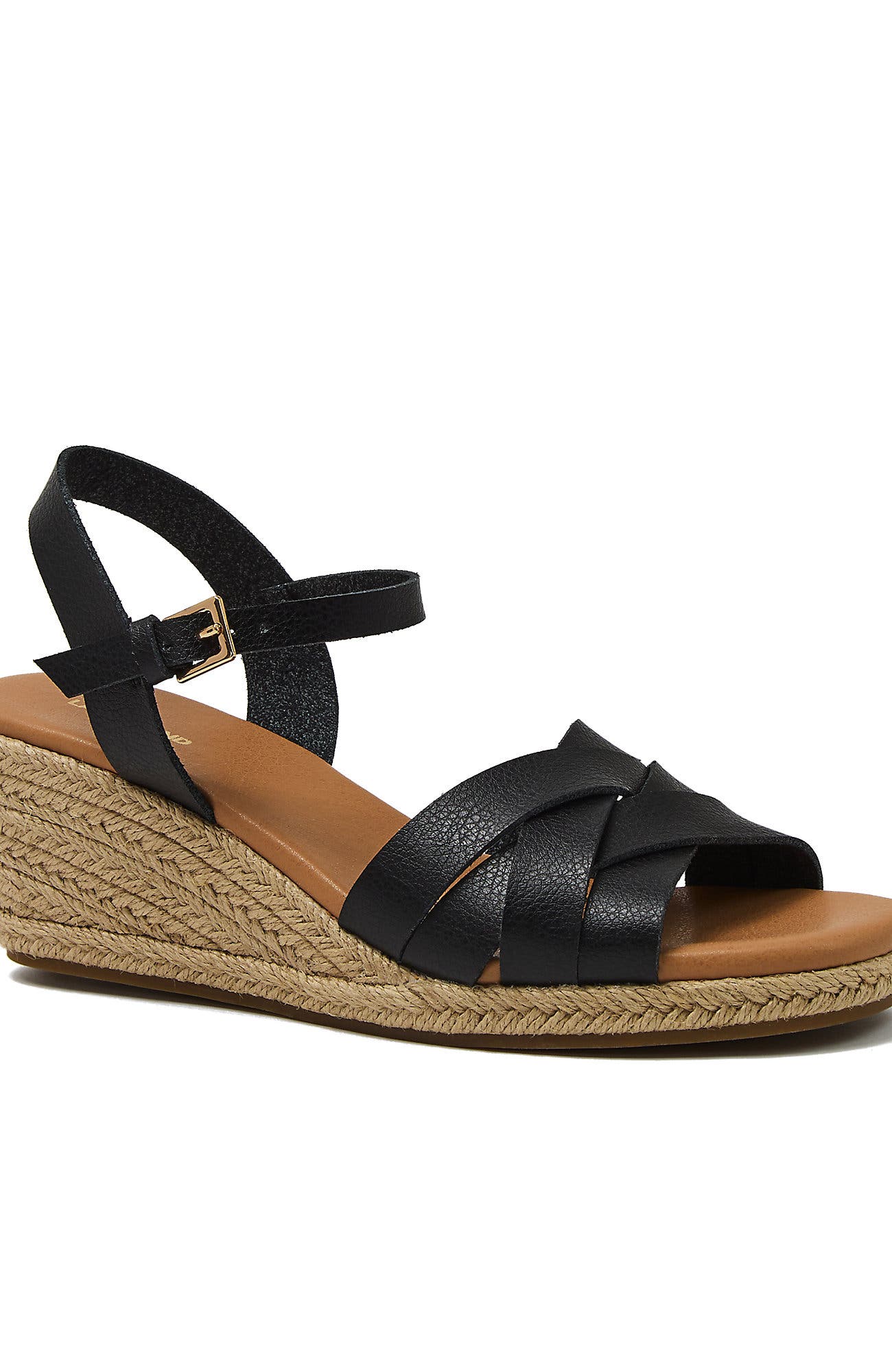 Lands' End Espadrille Wedge Sandals, Main, color, Black