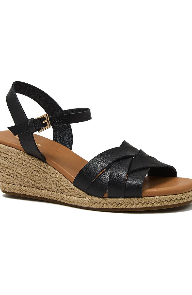 Lands' End Espadrille Wedge Sandals, Main, color, Black