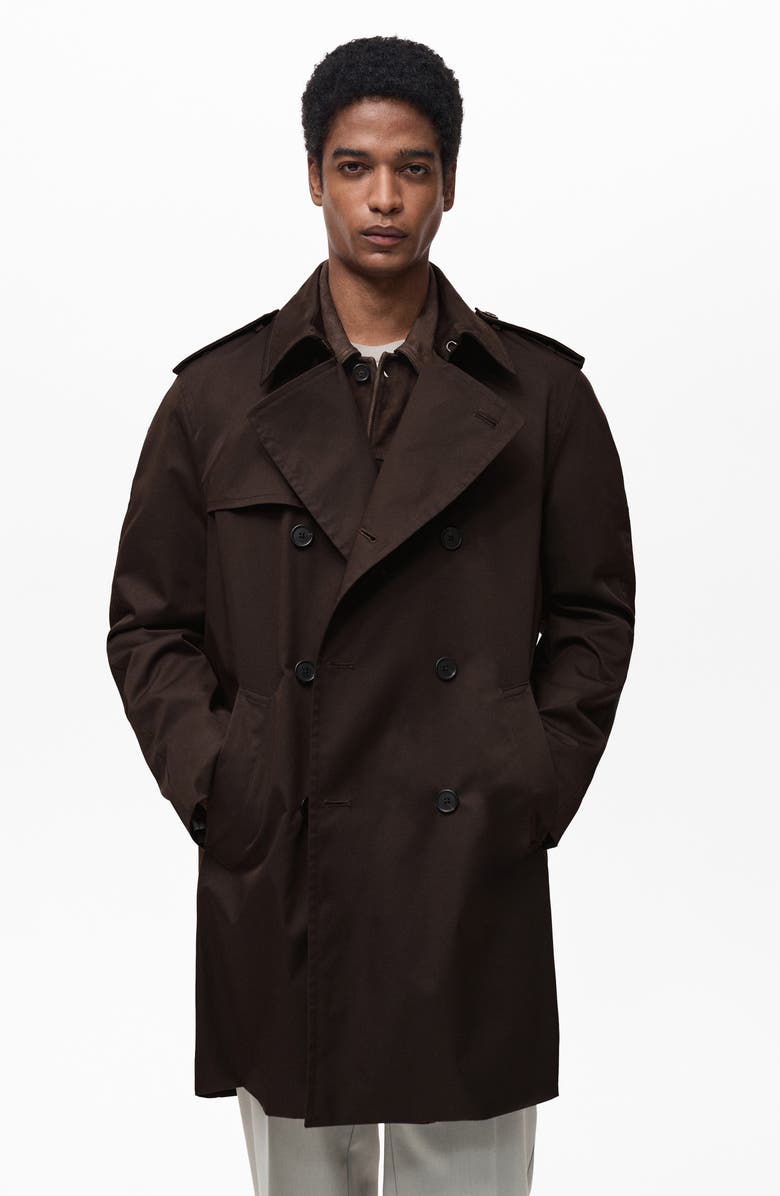 MANGO Belted Water Repellent Trench Coat, Alternate, color,