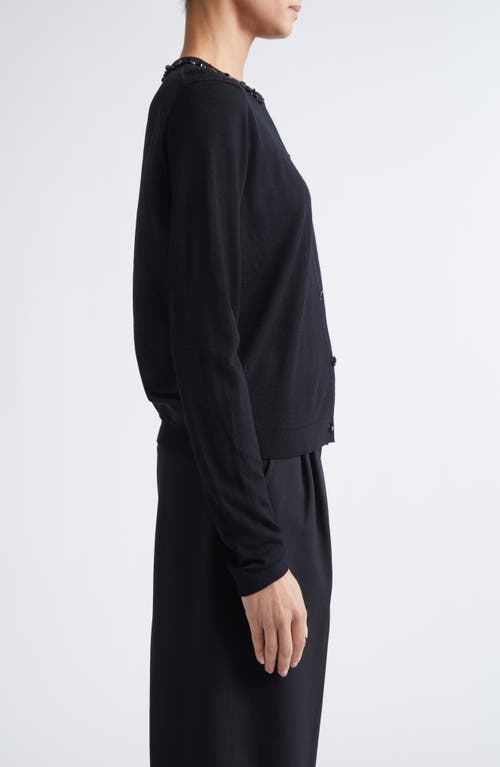 Jason Wu Collection Beaded Merino Wool Cardigan In Black