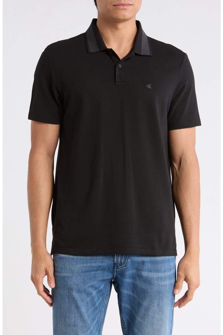 Jacquard Piqué Polo, Main, color, BLACK