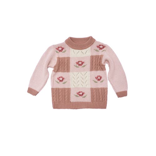 Wild Wawa Rose Patchwork Sweater In Pink