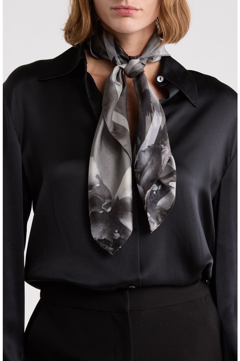 Ione Silk Square Scarf, Main, color, GREY