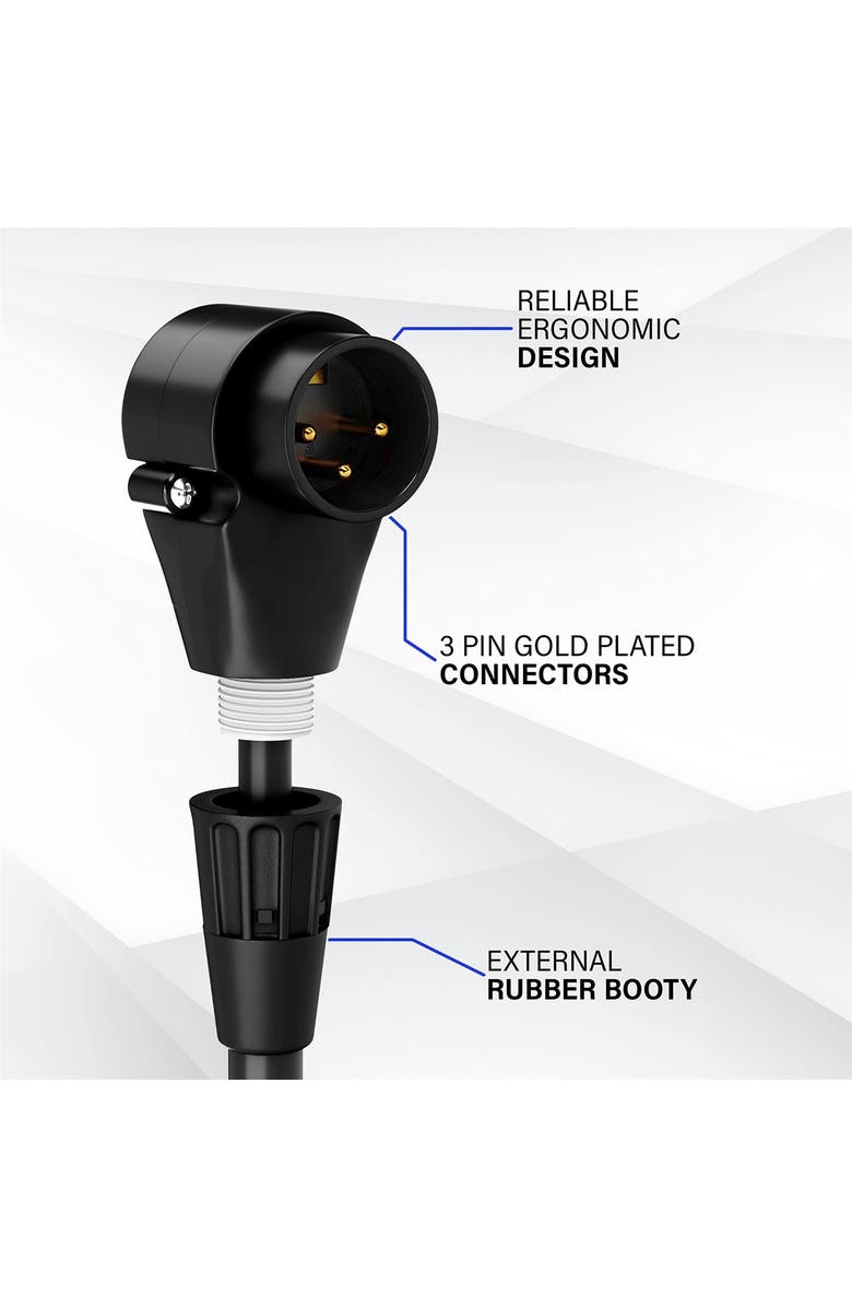 Lyxpro 1.5 ft Right Angle XLR Cable, Male to Female, 3 Pin Microphone Cable, Alternate, color, Black