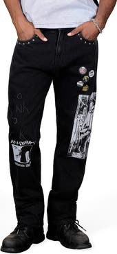 PLEASURES x Dead Kennedys Patchwork Graphic Straight Leg Jeans