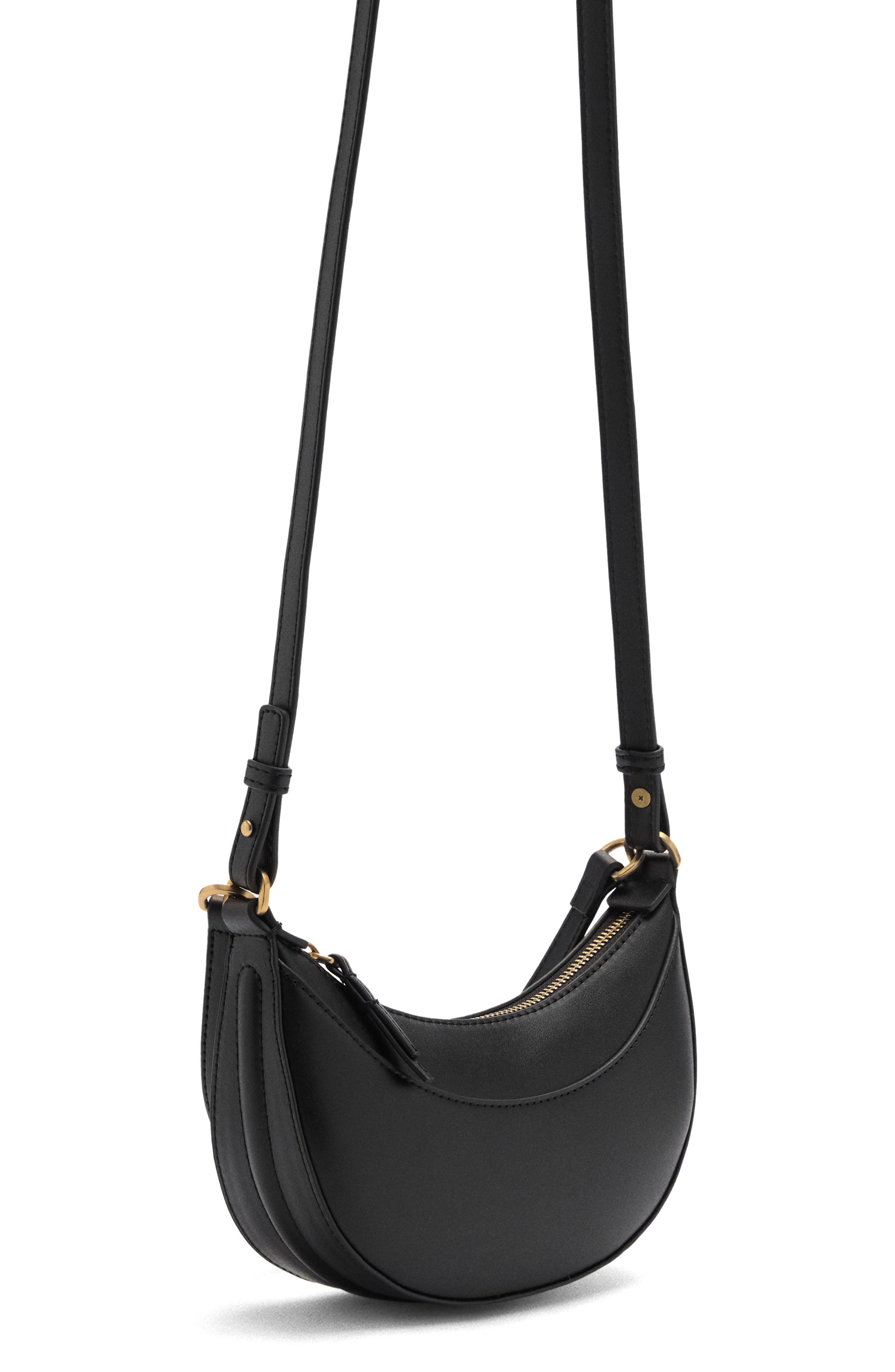 MANGO Oval Faux Leather Shoulder Bag, Alternate, color, 