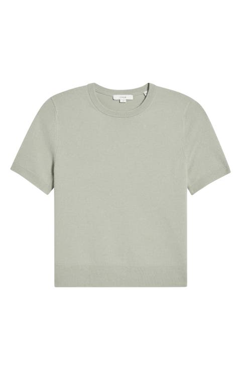 Short Sleeve Wool Blend Sweater
