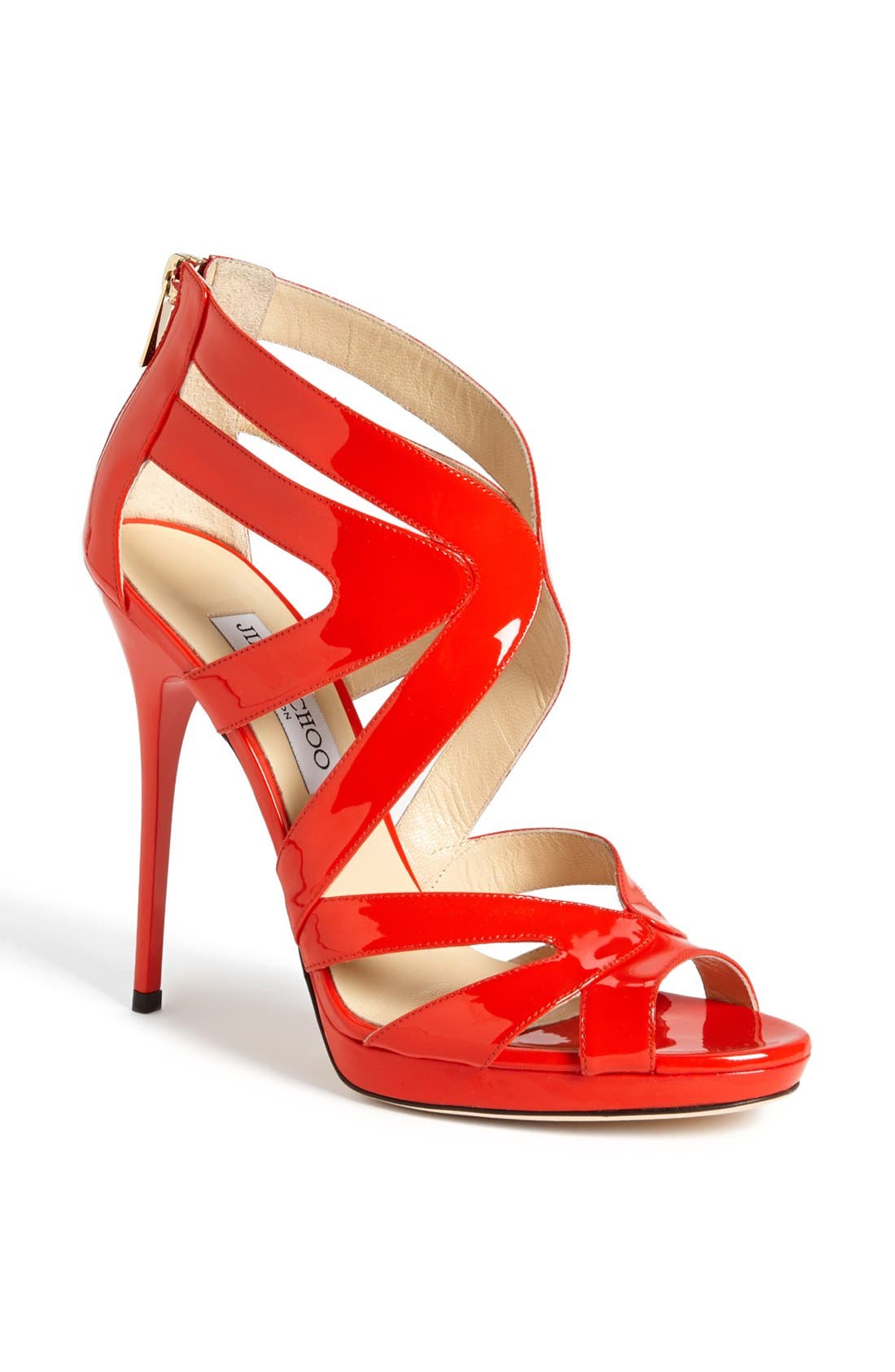 'Collar Caged' Platform Sandal, Main, color, FLAME