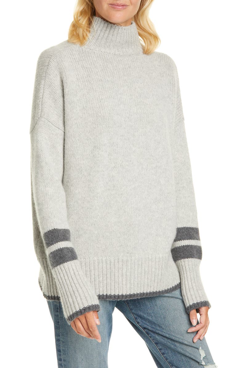 La Ligne Kingsley Stripe Detail Wool & Cashmere Turtleneck Sweater, Main, color,