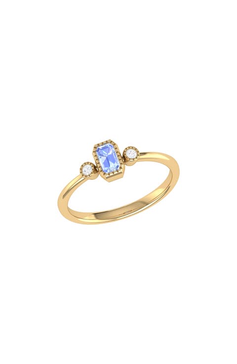 La Vie Emerald Cut Tanzanite & Diamond Ring - 0.04ct.